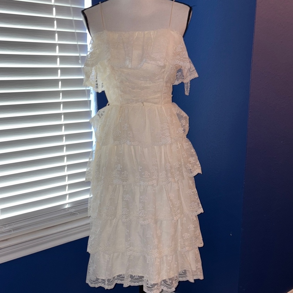 Vintage 1970s Cream Lace Two-Piece Dress | Gunne Sax Style No Size - Picture 13 of 17